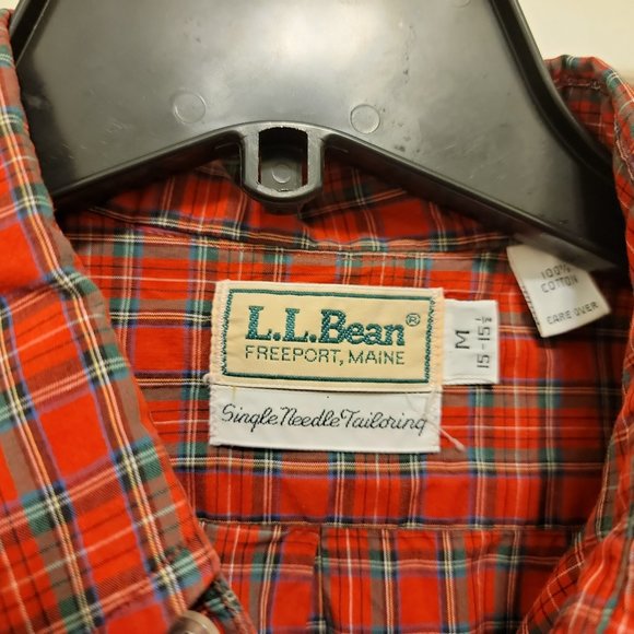 L.L. Bean Vintage Men's Plaid Shirt, Single Needle Stitching M 15-15.5 - Picture 4 of 6